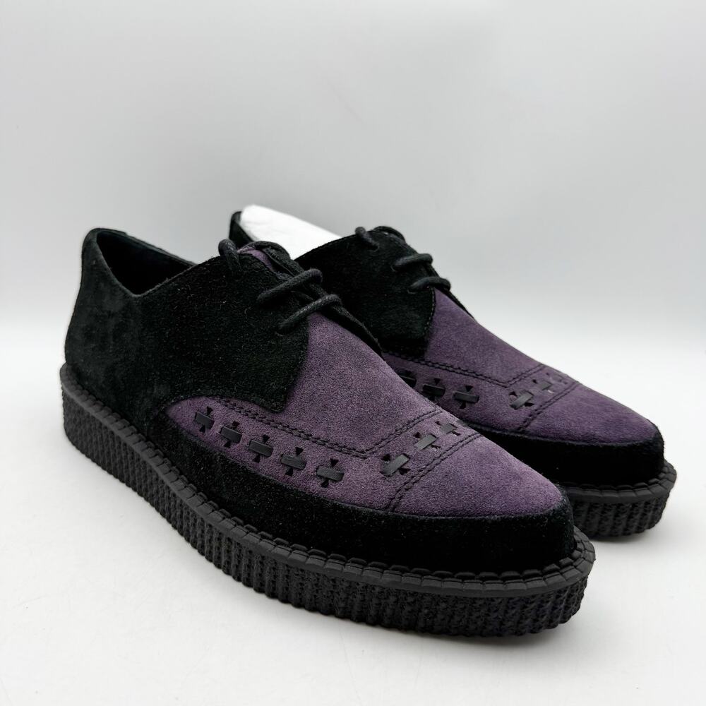 RE/DONE Womens Creeper Oxford Shoes EU 40 US 10 Black Purple Suede Platform NWOB